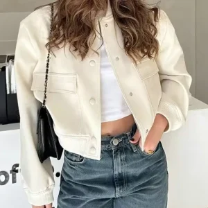 2024 New Women's Casual Pocket Jackets Coat Spring Autumn Long Sleeve Bombers Fashion Solid Female Outwear Jaquetass Femininas